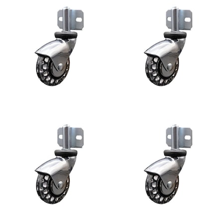 Service Caster 3'' Bright Chrome Polyurethane Casters Side Mount Brackets , 4PK SCC-GR03S310-PPUBD-BC-71678-4-CB180-4